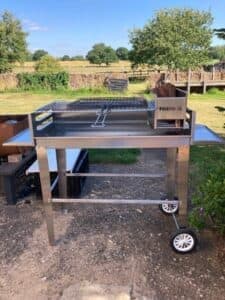 430 Stainless Steel Charcoal and Wood Fire BBQ – 900mm Mobile Braai with Ember Maker