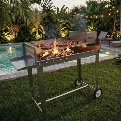900mm Mobile Braai & Wood Fire BBQ (Stainless Steel)