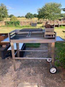 Stainless steel LET'S BRAAI 900mm mobile braai with coal maker