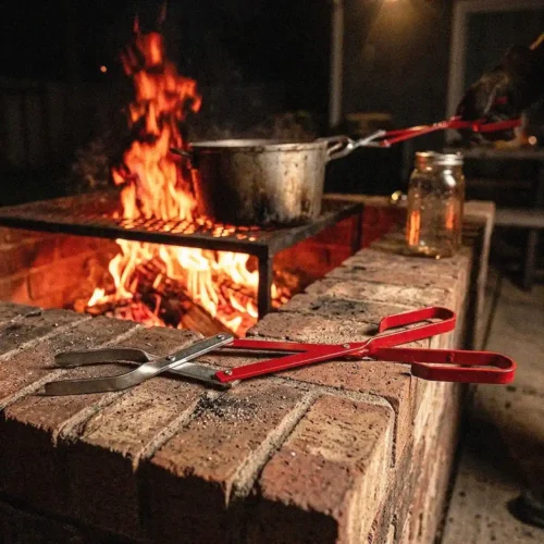 Red handled 470mm aluminium braai tongs