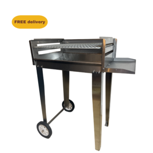 430 Stainless Steel Charcoal and Wood Fire BBQ - 600mm Mobile Braai
